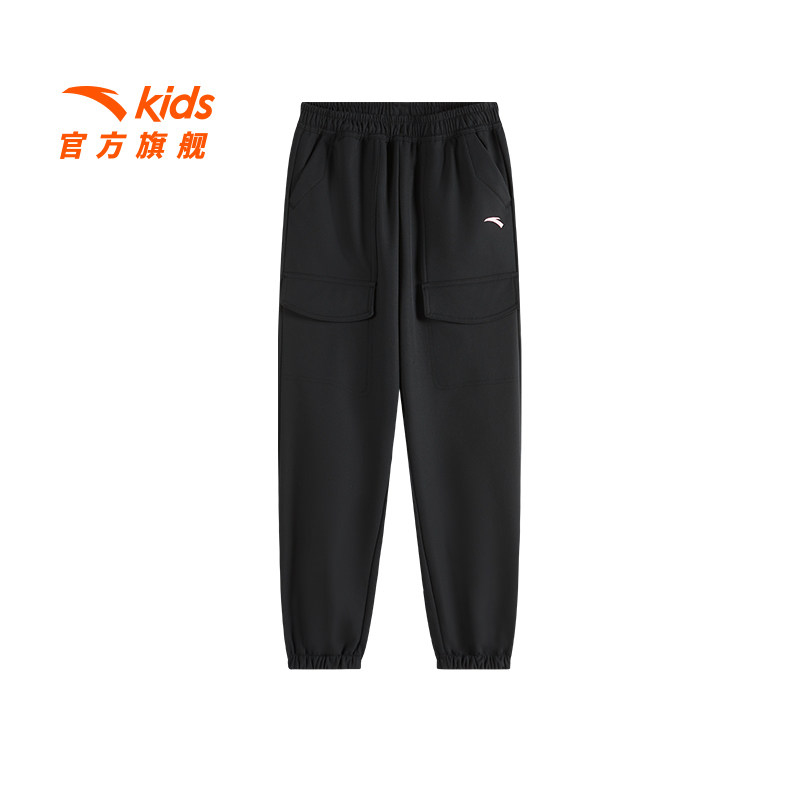 安踏儿童裤子针织加绒运动长裤冬季新款女大童保暖抗