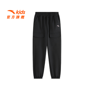 安踏儿童裤子针织加绒运动长裤冬季新款女大童保暖抗