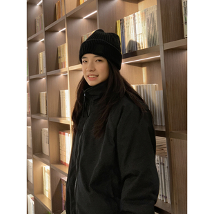 简约黑色立领棉衣男女宽松保暖棉服黑色百搭外套青少年加厚棉袄潮