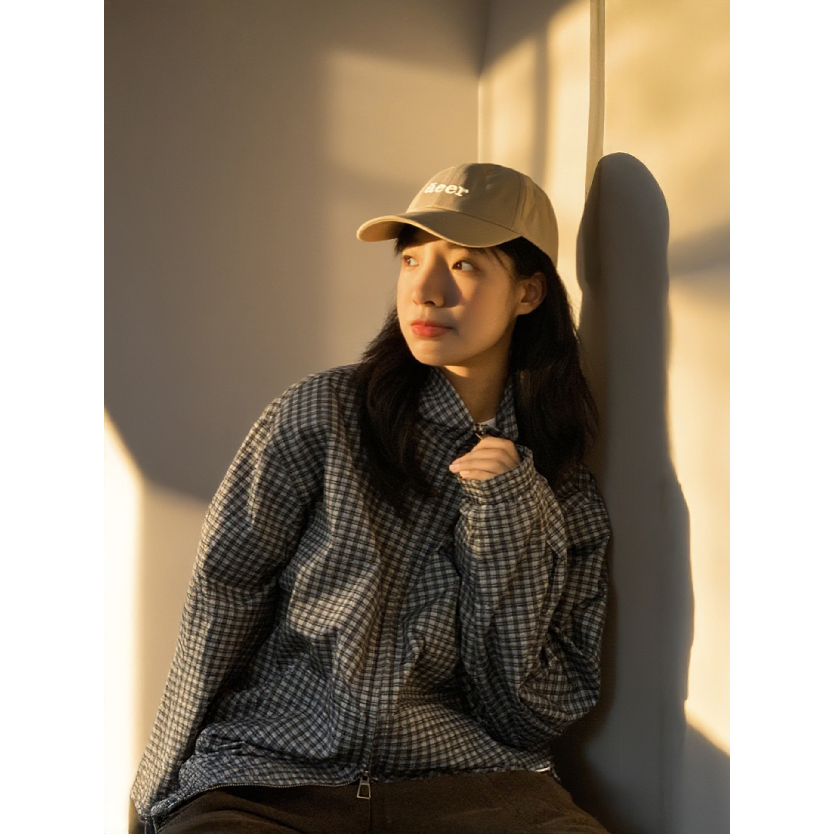 美式复古格子衬衫外套男女