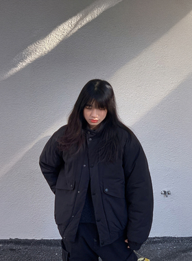 立领加厚棉衣男女冬季宽松黑色棉服中性潮牌纯色休闲百搭美式外套