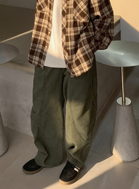 美式复古休闲工装裤宽松潮牌痞帅阔高街嘻哈腿弯刀裤男女秋季长裤