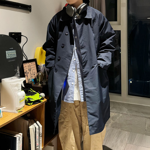 日系纯色风衣男宽松休闲基础款
