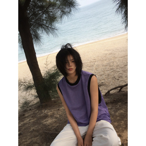 夏季香芋紫宽松速干潮流背心