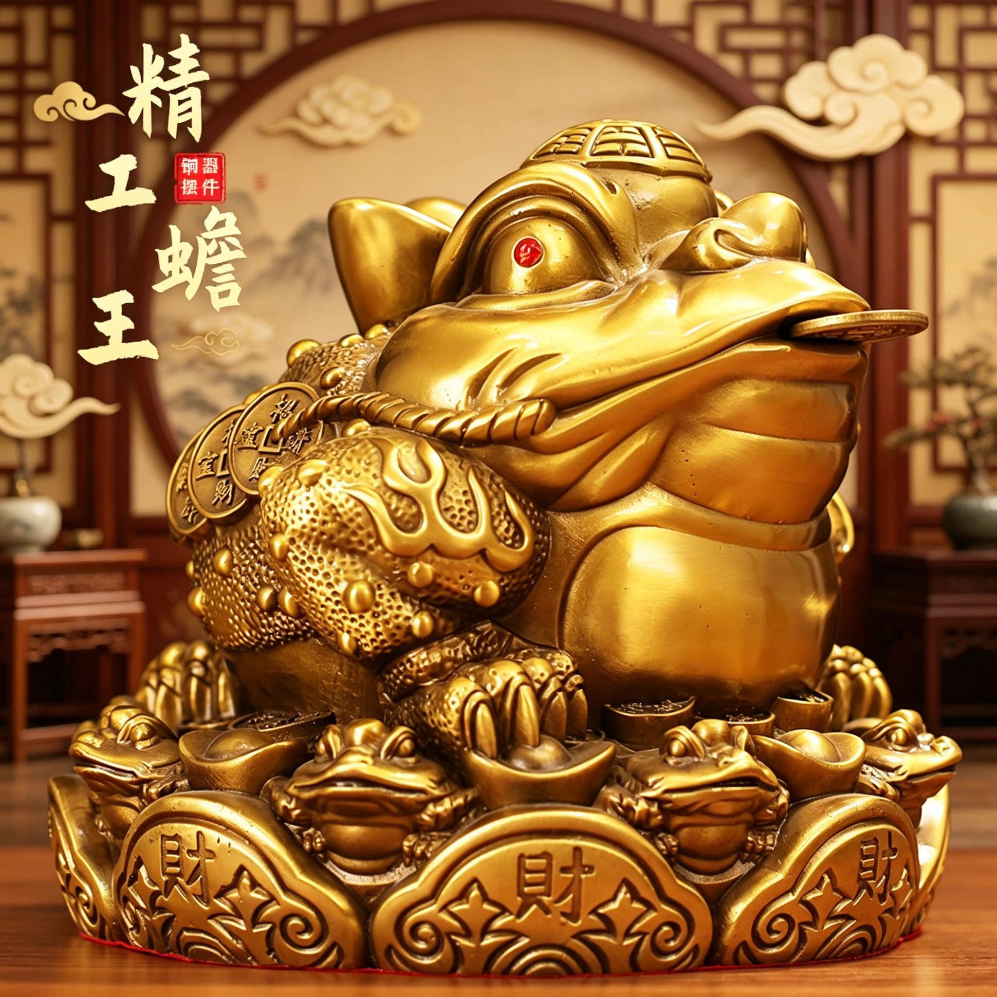 黄铜三足金蟾摆件招财开业送礼