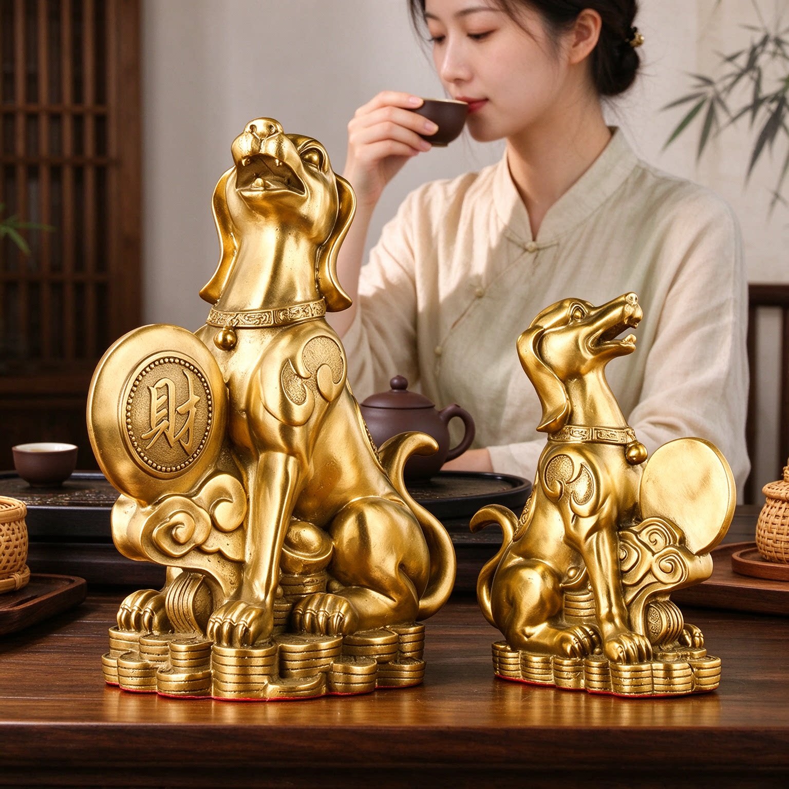 铜狗摆件补西北缺角客厅办公室