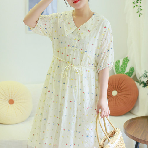 云子连衣裙夏季复古宽松刺绣