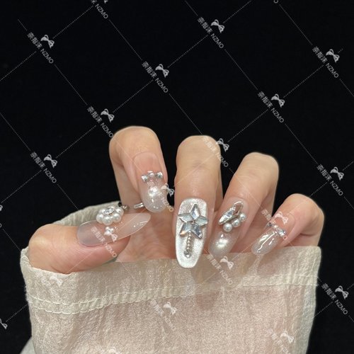 【L103】碎钻拼搭星星显白猫眼气质手工穿戴甲