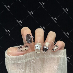 【L108】气质梅拉德秋冬显白短款手工穿戴甲