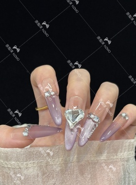 【K2006】紫色法式猫眼气质设计手工穿戴甲