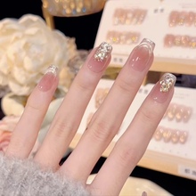 【塞纳黄昏】指尖猫眼中长款穿戴甲带钻轻奢设计款美甲