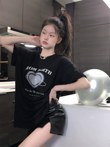 Real shot!  Love short-sleeved t-shirt for women summer new Korean style loose casual half-sleeved t-shirt top