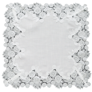 唯米9917白色麻棉蕾丝方形床头柜多用盖布百搭防尘保护罩套遮盖巾