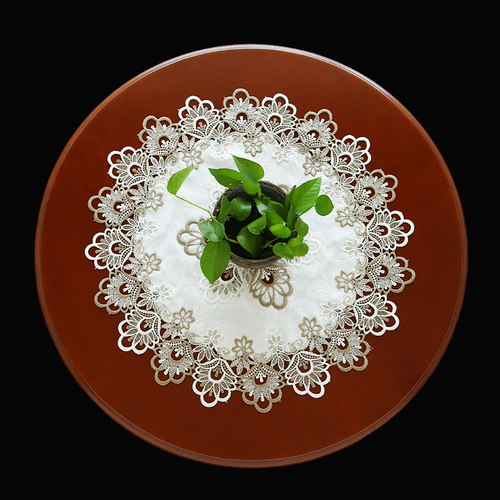 唯米9931欧式蕾丝镂空圆形餐桌垫