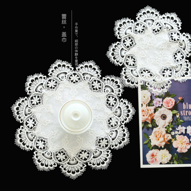 唯米9967简约现代白色蕾丝圆桌餐垫餐巾桌布镂空圆形防尘布遮盖巾,居家布艺,万能盖巾,淘宝优惠券,粉丝福利购,淘宝优惠卷