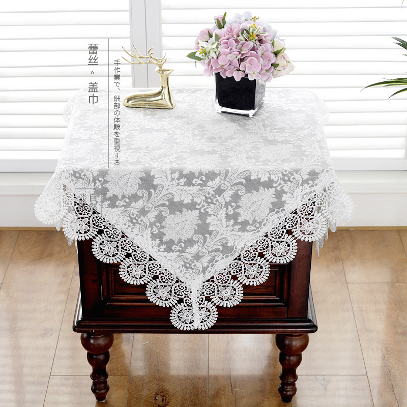 唯米9935简约百搭奶白色蕾丝刺绣床头柜盖布正方形防尘罩套遮盖巾,居家布艺,床头柜盖布,淘宝优惠券,粉丝福利购,淘宝优惠卷