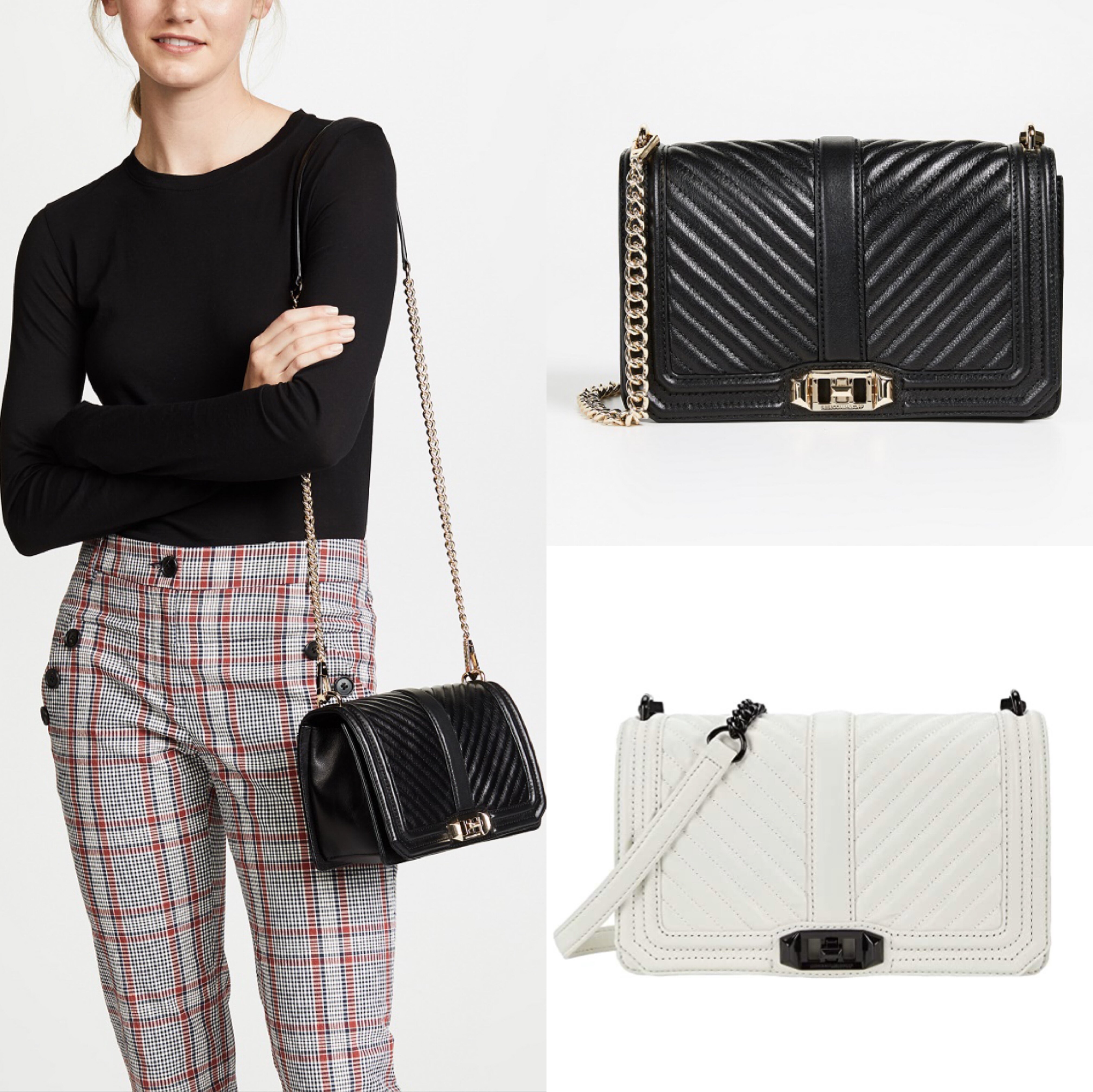 美国代购直邮Rebecca Minkoff love小香风菱格链条包斜挎单肩牛皮