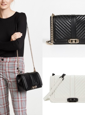美国代购直邮Rebecca Minkoff love小香风菱格链条包斜挎单肩牛皮
