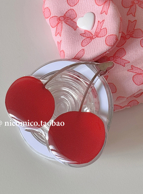 韩国ins小众设计红色樱桃Magsafe磁吸手机气囊支架伸缩折叠粘贴式