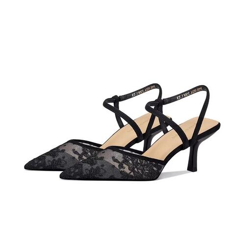 性感一字带黑色细跟网纱凉鞋女