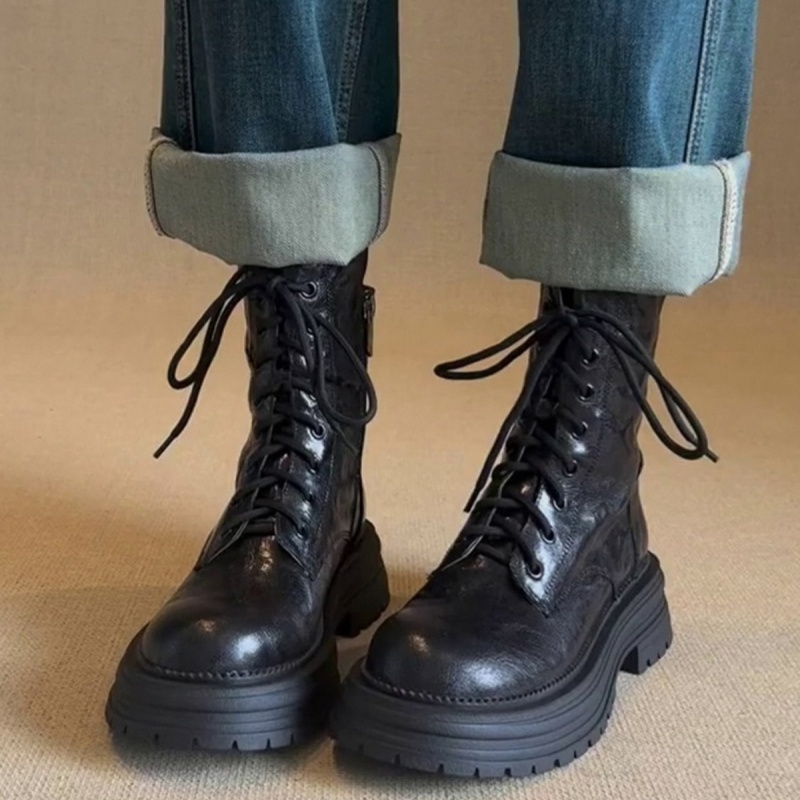 小个子英伦风酷飒系带短靴