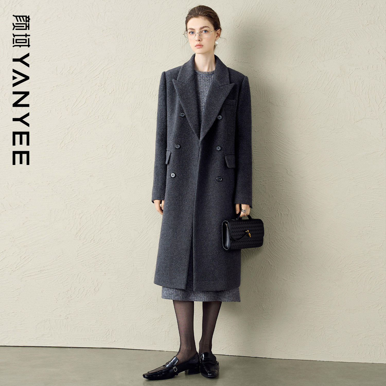 颜域深灰色大气长款毛呢大衣女2025冬季新款通勤职业呢子外套女士,女装/女士精品,毛呢外套,淘宝优惠券,粉丝福利购,淘宝优惠卷