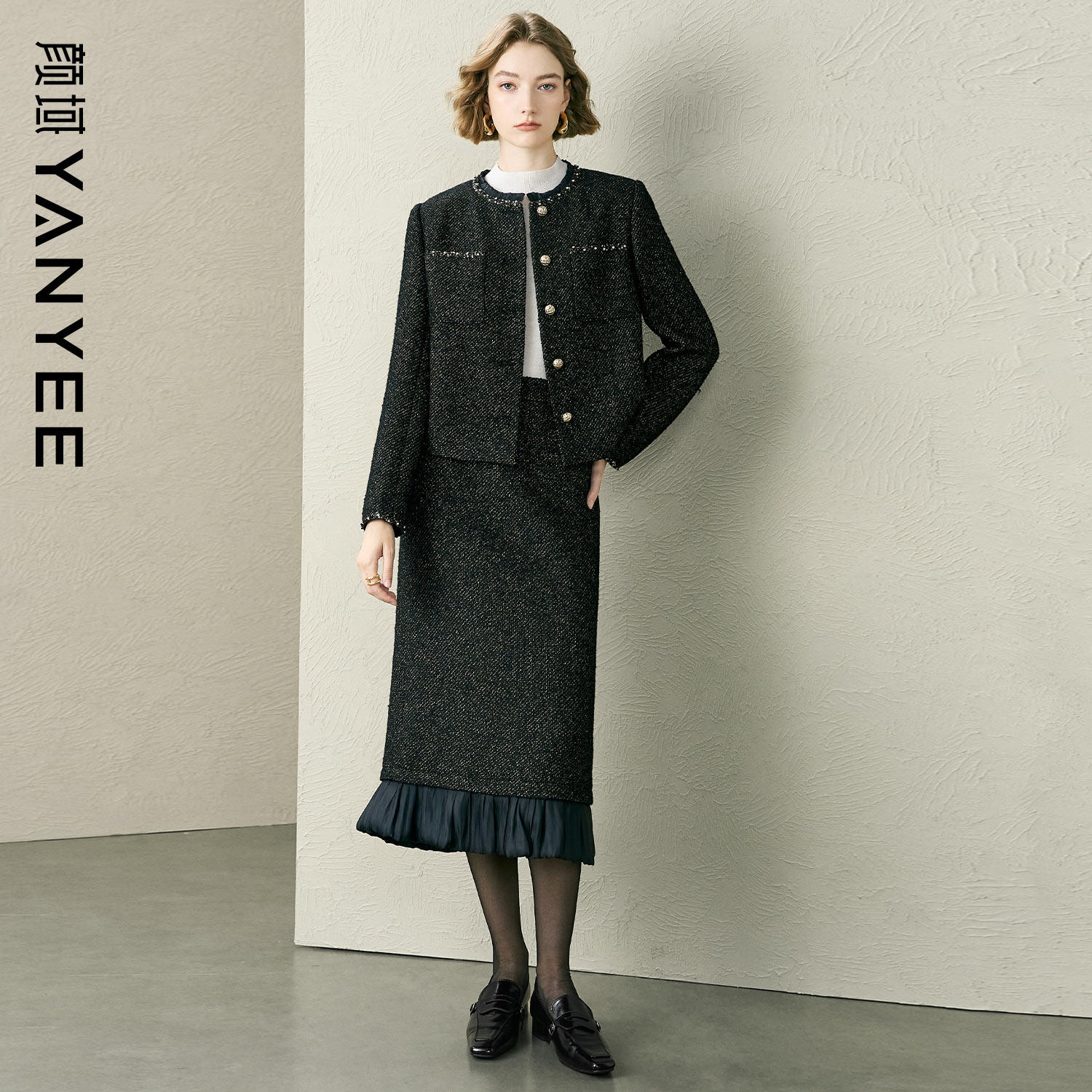 颜域小香风短外套半身裙两件套女2025新款高级感冬季穿搭气质套装,女装/女士精品,时尚套装,淘宝优惠券,粉丝福利购,淘宝优惠卷