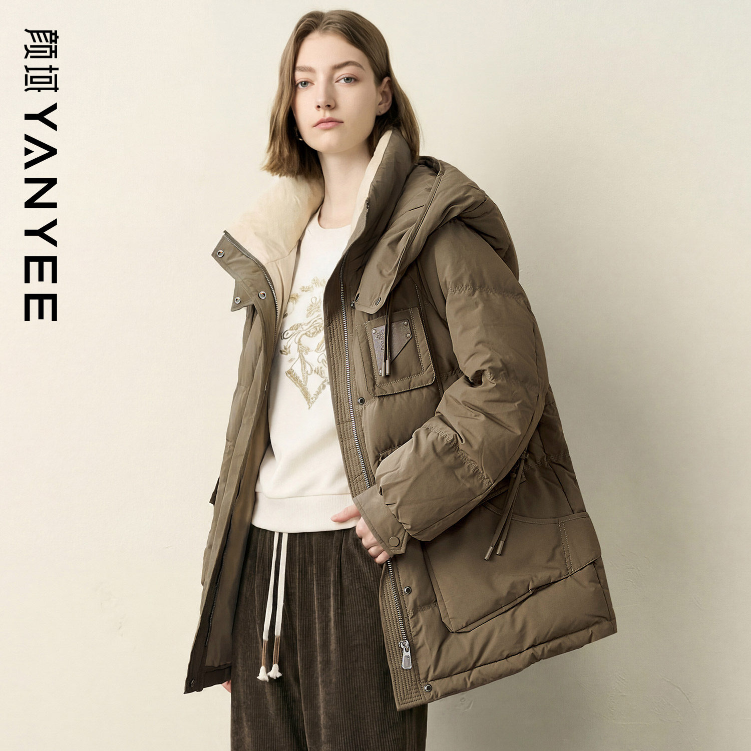 颜域收腰保暖女士羽绒服冬季2025新款中长款修身显瘦通勤连帽外套,女装/女士精品,羽绒服,淘宝优惠券,粉丝福利购,淘宝优惠卷