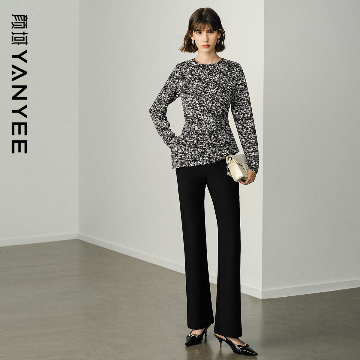 颜域简约通勤黑色裤子