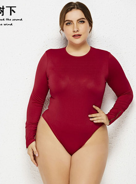 欧美大码连体衣打底衫纯色基础款Sexy large size jumpsuit 4-6XL