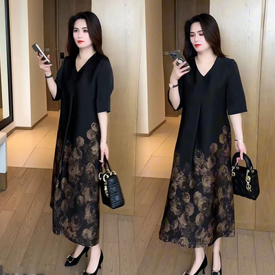 大码女装气质优雅中老年连衣裙