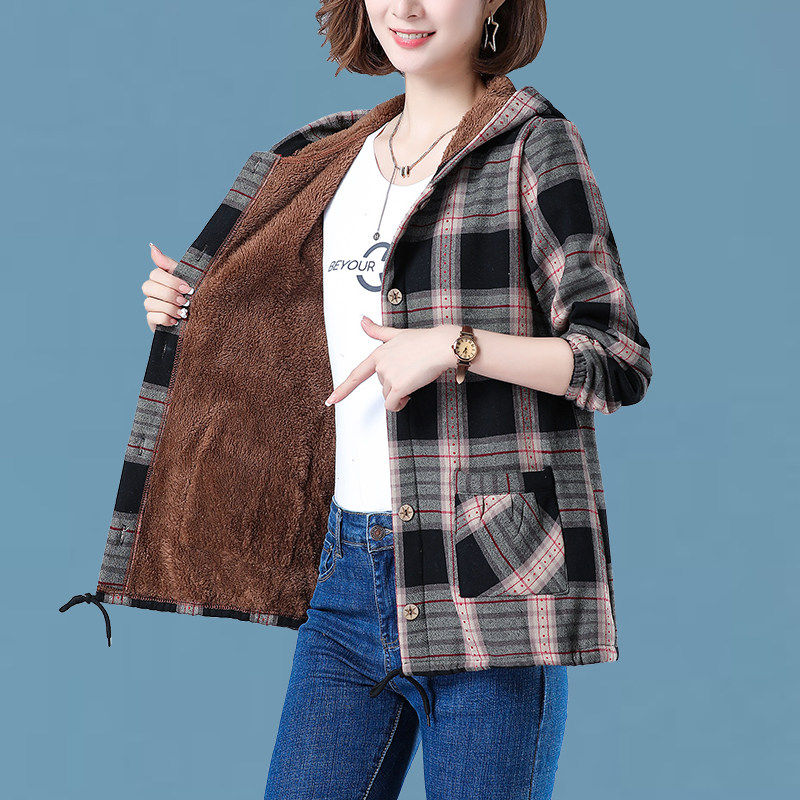 妈妈格子轻薄款小棉袄大码中年中老年女秋冬加绒短款棉衣连帽外套,女装/女士精品,棉衣/棉服,淘宝优惠券,粉丝福利购,淘宝优惠卷