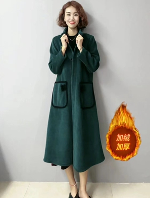 2025新款冬季风衣女棉衣加绒加厚中长款宽松中老年妈妈装外套大衣