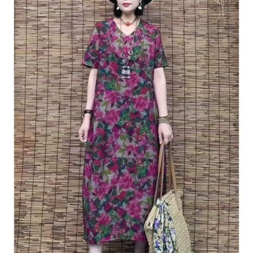 妈妈装夏季新款时尚中长款连衣裙