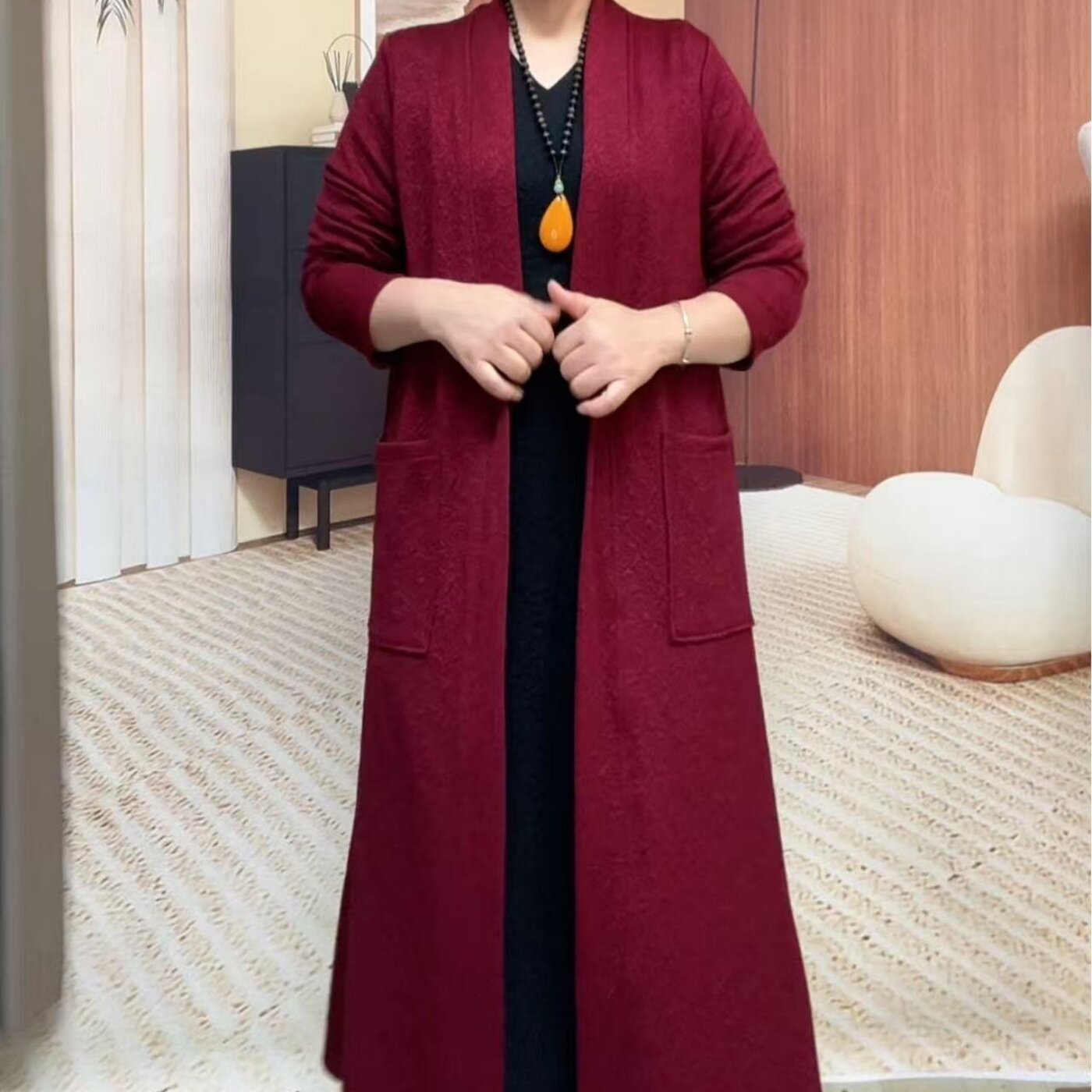 妈妈装秋季新款时尚开衫披肩外套女春秋气质松显瘦中长款外搭风衣