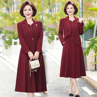 喜婆婆婚宴装春款外套结婚妈妈礼服连衣裙中老年连衣裙两件套