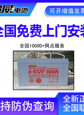 超威6EVF100电动汽车洗地叉车环卫观光巡逻车12V80A100A蓄电池瓶