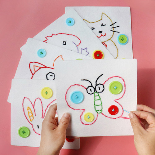 幼儿园小学生缝纽扣材料包包学会