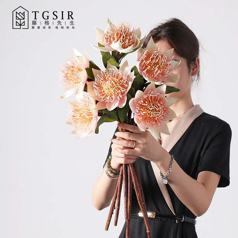 冰粉帝王花仿真花电视柜装饰假花图片