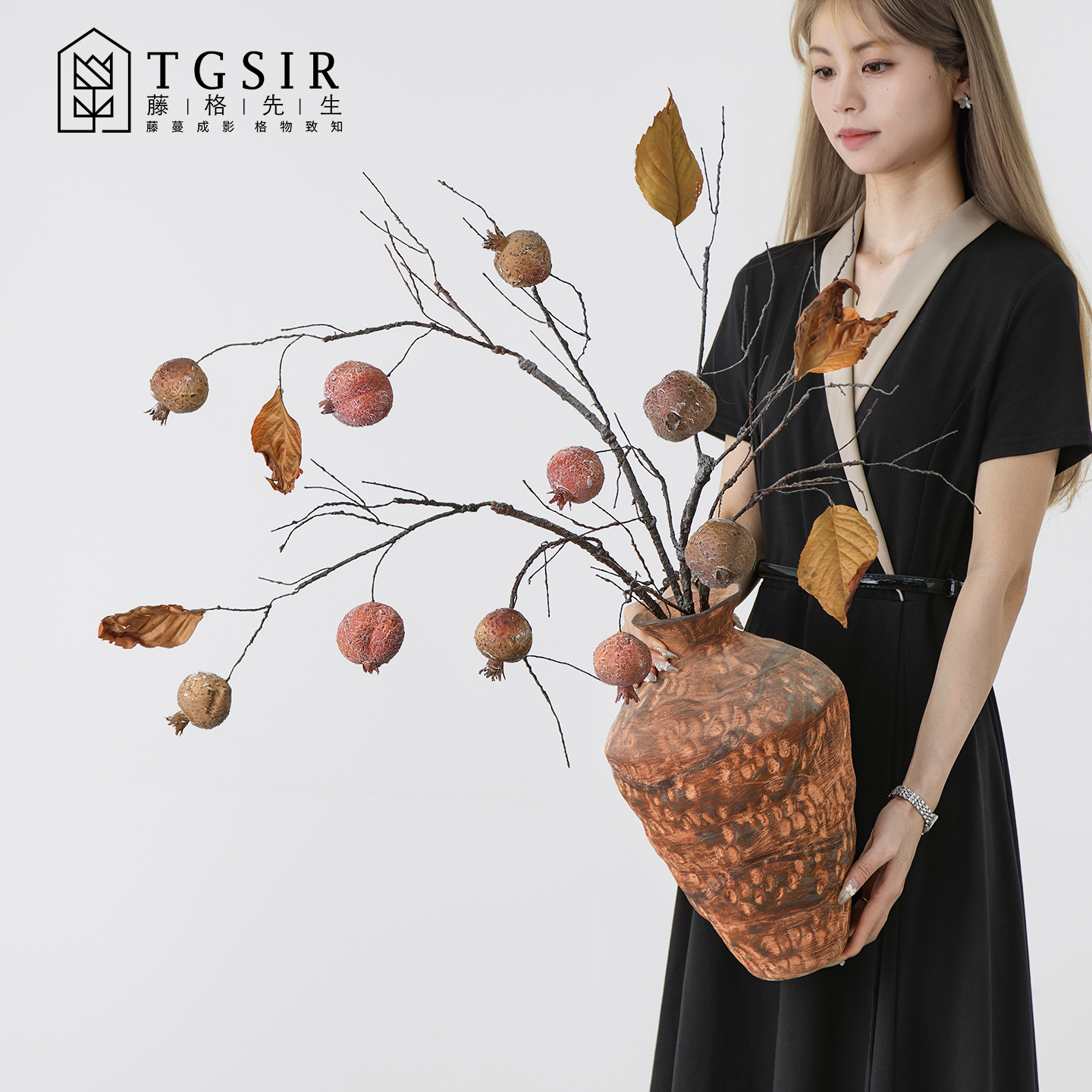 侘寂风干枯石榴仿真花摆设