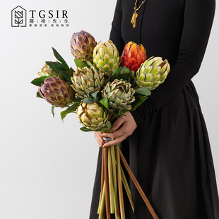 高端火球帝王仿真花客厅桌面高级感逼真装饰花卉插花婚礼假花摆件