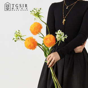 手感石竹仿真花客厅餐桌高级感逼真装饰毛球假花婚礼插花摄影道具