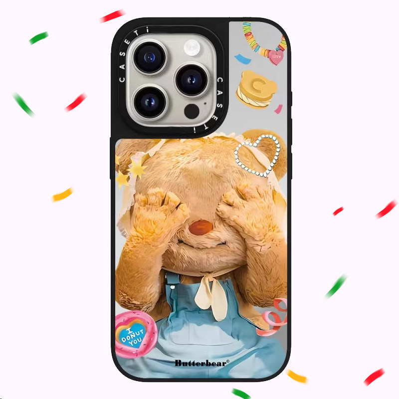 黄油小熊捂眼适用于苹果17promax手机壳/iphone16promax/15pro/14plus/13p/12p套case磁吸手机壳手链