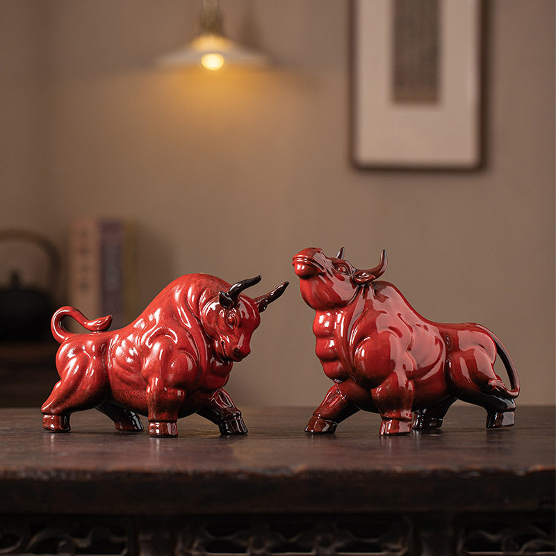 大号陶瓷红色牛摆件一对招财镇宅客厅办公室桌面装饰工艺品生肖牛,橡塑材料及制品,工业陶瓷,淘宝优惠券,粉丝福利购,淘宝优惠卷