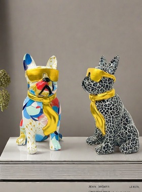 欧式简约风创意法斗犬树脂工艺品玄关卧室桌面高级感礼物装饰狗狗