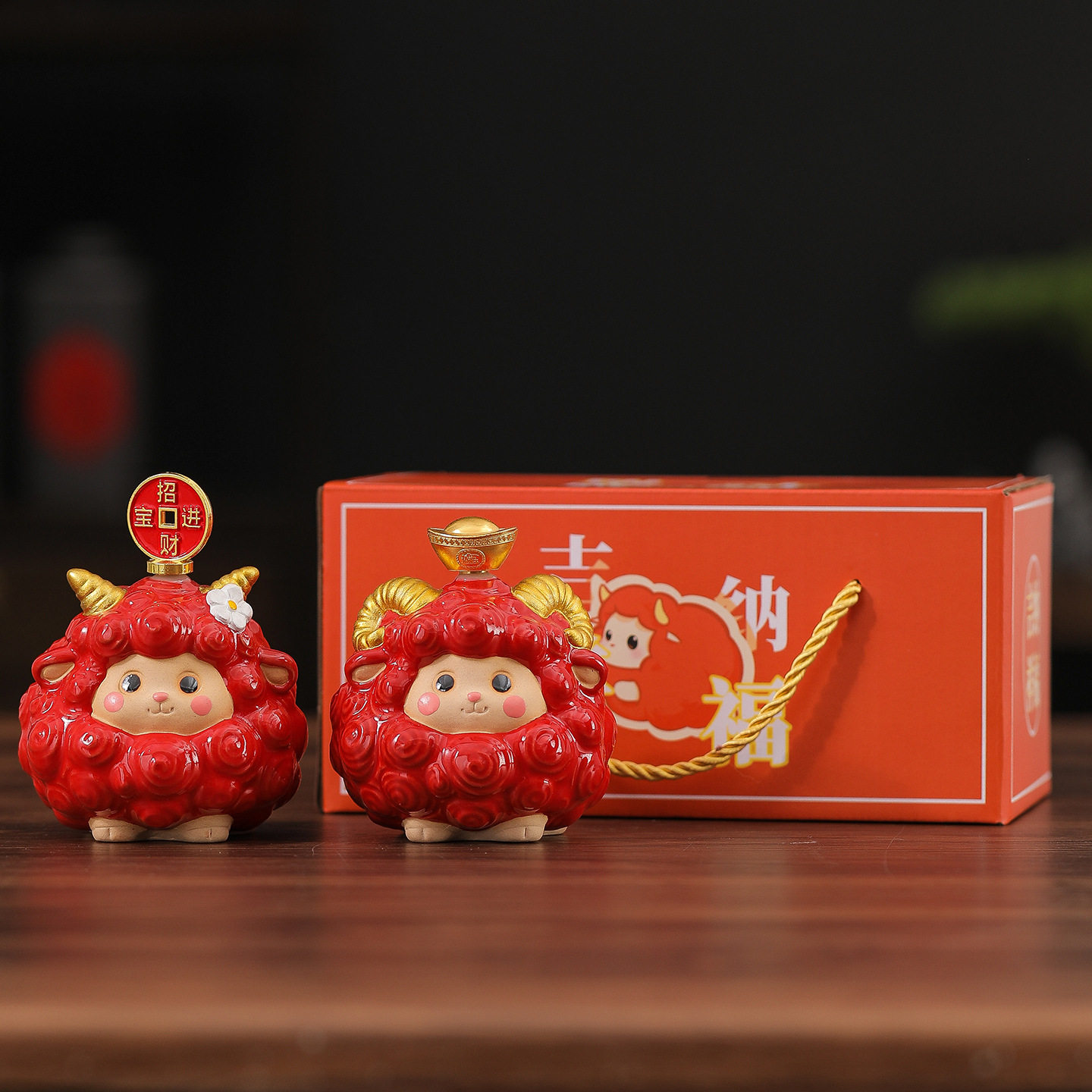 可爱陶瓷小羊摆件高级感小众桌面茶桌茶宠装饰摆设工艺品生日礼物