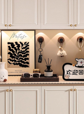 进钥匙放新法式摆画古风门口鞋柜中式装饰复古软装玄关摆件中收纳