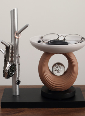 创意轻奢圆形家居客厅电视柜进门鞋柜钥匙收纳装饰摆件高档首饰架