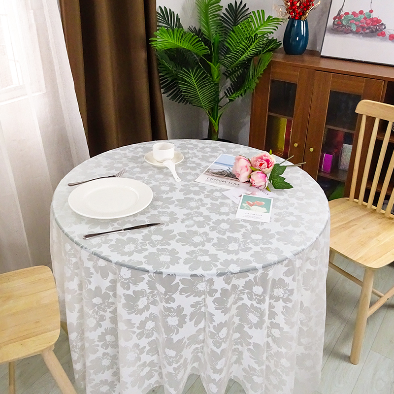 透明桌布一次性圆桌加厚塑料家用餐桌布圆形白色酒店餐厅饭店台布