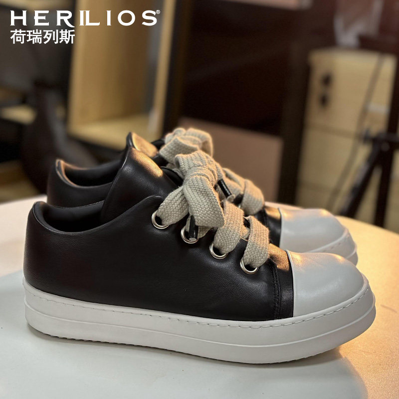 HERILIOS/荷瑞列斯RO面包鞋休闲鞋厚底低帮潮流单鞋黑色厚底板鞋
